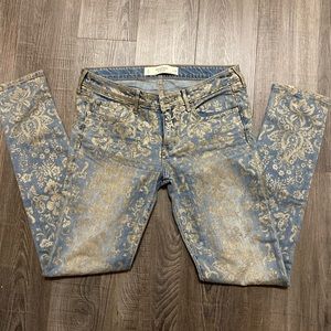 Abercrombie gold flower skinny legging jeans